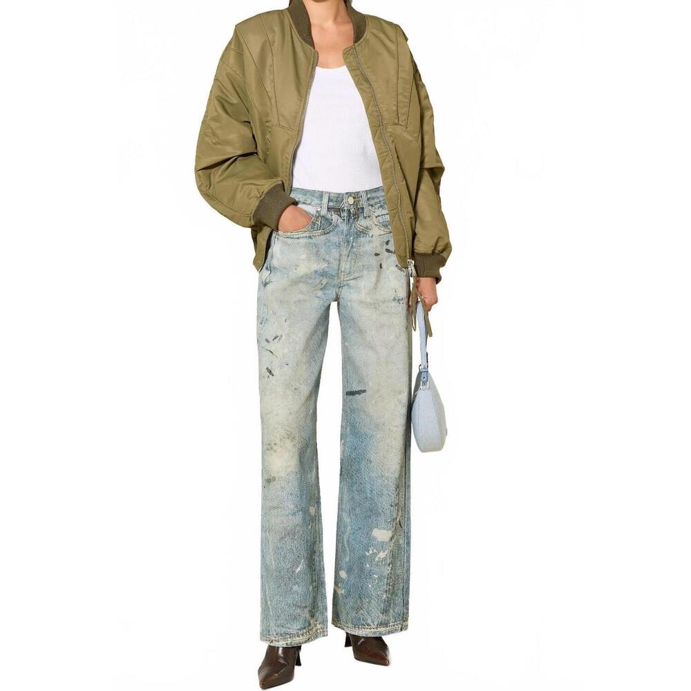 NEW GESTUZ cornelia wide leg jeans in printed denim blue